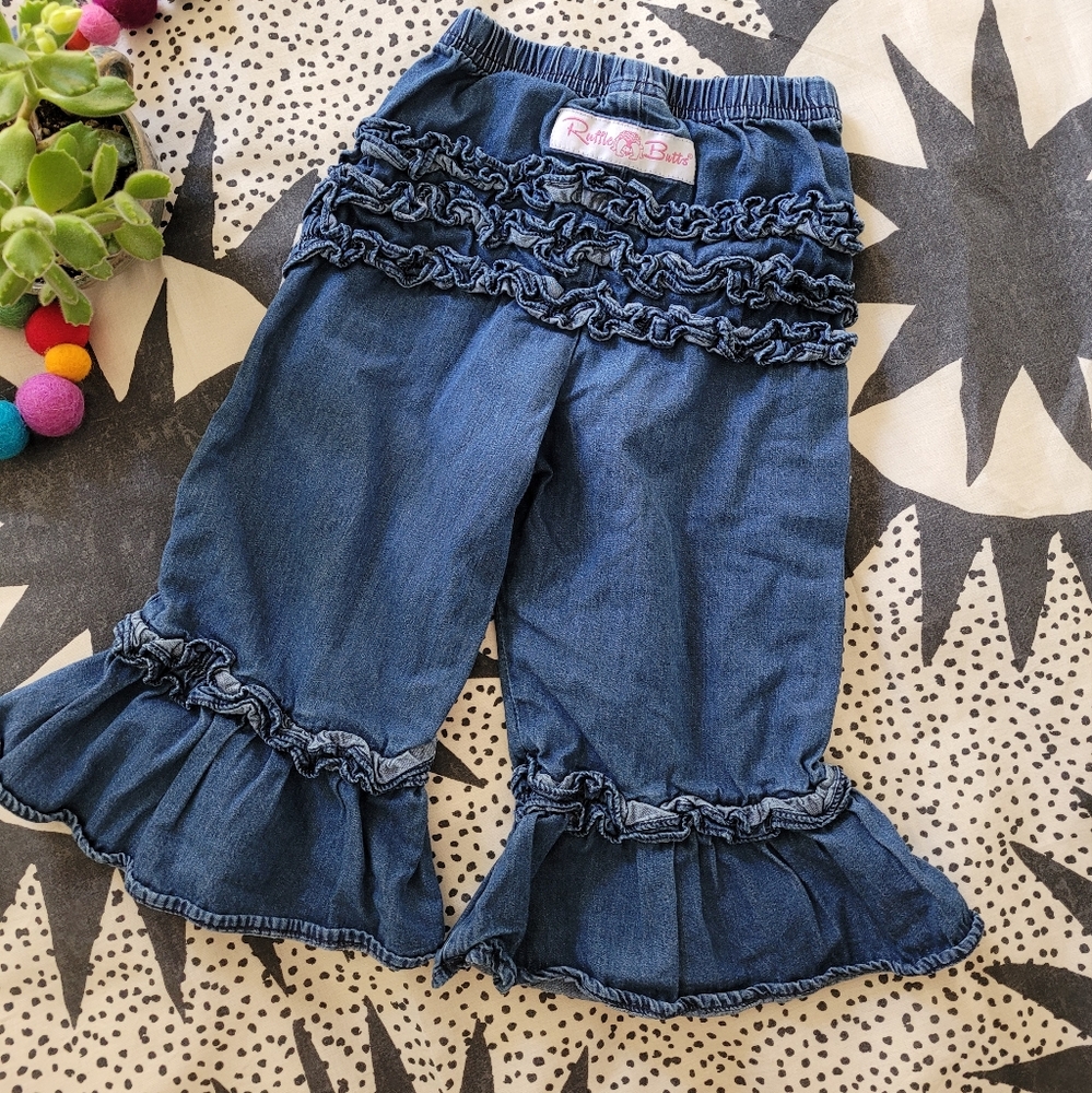 Ruffle booty & bottoms blue jean pants